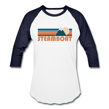 Steamboat, Colorado Baseball T-Shirt - Retro Mountain Unisex Steamboat Raglan T Shirt - white/navy