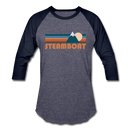 Steamboat, Colorado Baseball T-Shirt - Retro Mountain Unisex Steamboat Raglan T Shirt - heather blue/navy
