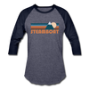 Steamboat, Colorado Baseball T-Shirt - Retro Mountain Unisex Steamboat Raglan T Shirt - heather blue/navy