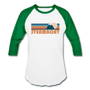 Steamboat, Colorado Baseball T-Shirt - Retro Mountain Unisex Steamboat Raglan T Shirt - white/kelly green