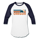 Oregon Baseball T-Shirt - Retro Mountain Unisex Oregon Raglan T Shirt - white/navy