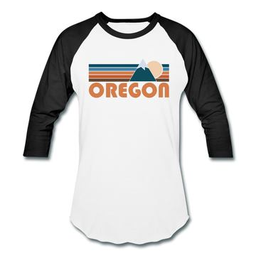 Oregon Baseball T-Shirt - Retro Mountain Unisex Oregon Raglan T Shirt - white/black