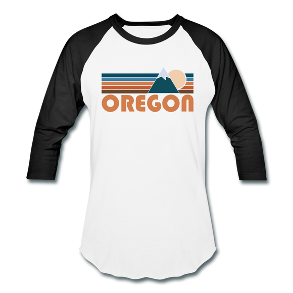 Oregon Baseball T-Shirt - Retro Mountain Unisex Oregon Raglan T Shirt - white/black