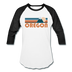 Oregon Baseball T-Shirt - Retro Mountain Unisex Oregon Raglan T Shirt - white/black