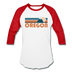 Oregon Baseball T-Shirt - Retro Mountain Unisex Oregon Raglan T Shirt - white/red