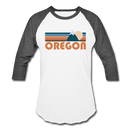 Oregon Baseball T-Shirt - Retro Mountain Unisex Oregon Raglan T Shirt - white/charcoal
