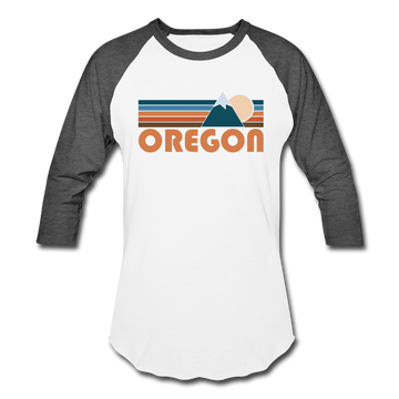Oregon Baseball T-Shirt - Retro Mountain Unisex Oregon Raglan T Shirt - white/charcoal