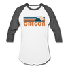 Oregon Baseball T-Shirt - Retro Mountain Unisex Oregon Raglan T Shirt - white/charcoal