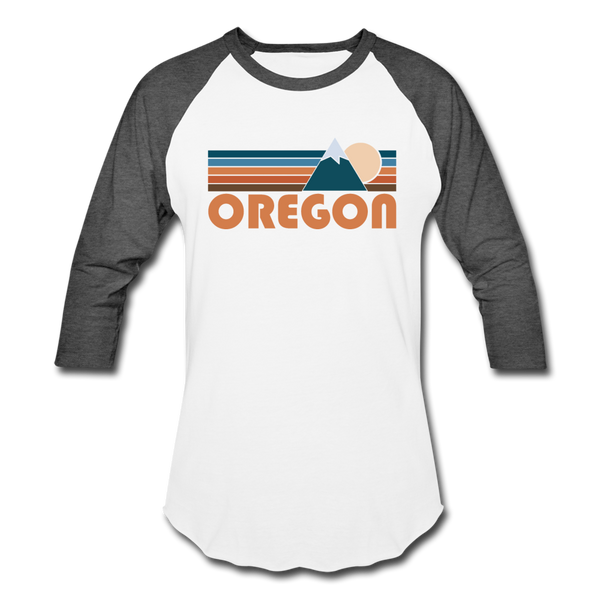 Oregon Baseball T-Shirt - Retro Mountain Unisex Oregon Raglan T Shirt - white/charcoal