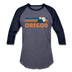 Oregon Baseball T-Shirt - Retro Mountain Unisex Oregon Raglan T Shirt - heather blue/navy