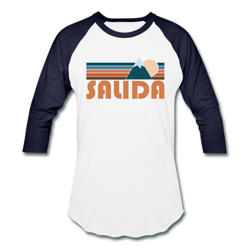 Salida, Colorado Baseball T-Shirt - Retro Mountain Unisex Salida Raglan T Shirt - white/navy