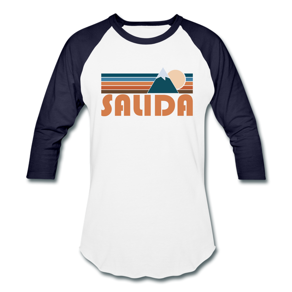 Salida, Colorado Baseball T-Shirt - Retro Mountain Unisex Salida Raglan T Shirt - white/navy