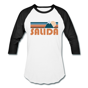 Salida, Colorado Baseball T-Shirt - Retro Mountain Unisex Salida Raglan T Shirt - white/black
