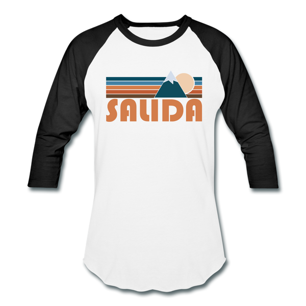 Salida, Colorado Baseball T-Shirt - Retro Mountain Unisex Salida Raglan T Shirt - white/black