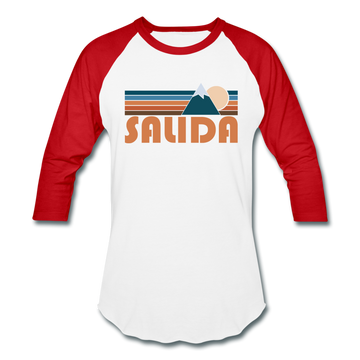 Salida, Colorado Baseball T-Shirt - Retro Mountain Unisex Salida Raglan T Shirt - white/red
