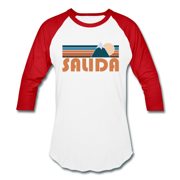 Salida, Colorado Baseball T-Shirt - Retro Mountain Unisex Salida Raglan T Shirt - white/red