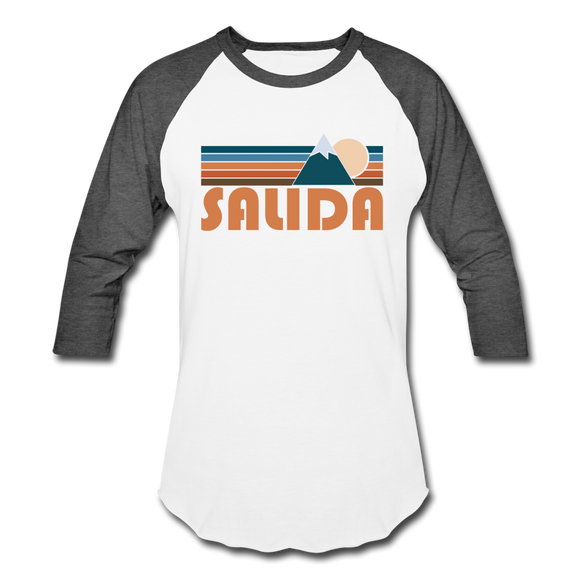 Salida, Colorado Baseball T-Shirt - Retro Mountain Unisex Salida Raglan T Shirt - white/charcoal