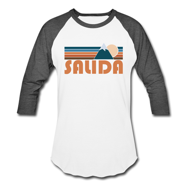 Salida, Colorado Baseball T-Shirt - Retro Mountain Unisex Salida Raglan T Shirt - white/charcoal