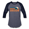 Salida, Colorado Baseball T-Shirt - Retro Mountain Unisex Salida Raglan T Shirt - heather blue/navy