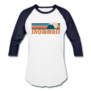 Snowmass, Colorado Baseball T-Shirt - Retro Mountain Unisex Snowmass Raglan T Shirt - white/navy
