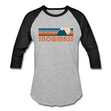 Snowmass, Colorado Baseball T-Shirt - Retro Mountain Unisex Snowmass Raglan T Shirt - heather gray/black