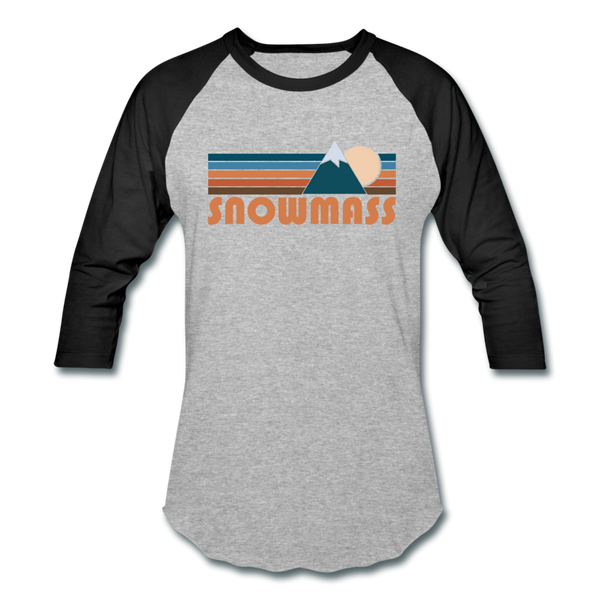 Snowmass, Colorado Baseball T-Shirt - Retro Mountain Unisex Snowmass Raglan T Shirt - heather gray/black