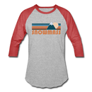 Snowmass, Colorado Baseball T-Shirt - Retro Mountain Unisex Snowmass Raglan T Shirt - heather gray/red