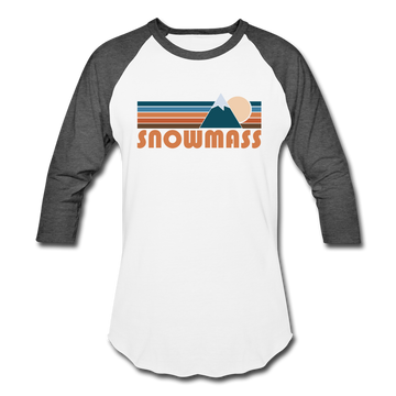 Snowmass, Colorado Baseball T-Shirt - Retro Mountain Unisex Snowmass Raglan T Shirt - white/charcoal