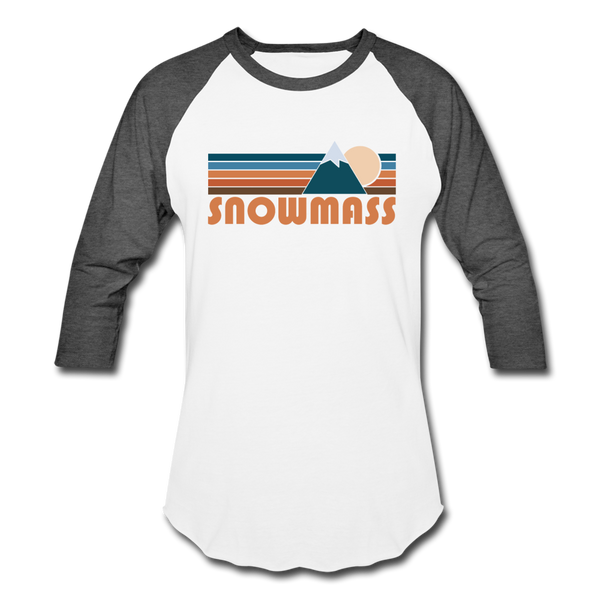 Snowmass, Colorado Baseball T-Shirt - Retro Mountain Unisex Snowmass Raglan T Shirt - white/charcoal