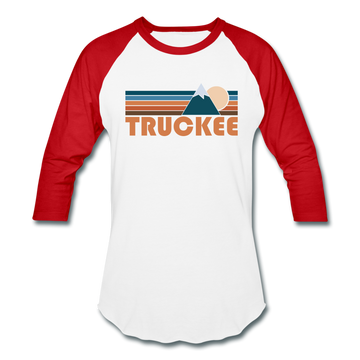 Truckee, California Baseball T-Shirt - Retro Mountain Unisex Truckee Raglan T Shirt - white/red
