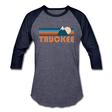 Truckee, California Baseball T-Shirt - Retro Mountain Unisex Truckee Raglan T Shirt - heather blue/navy
