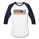 Telluride, Colorado Baseball T-Shirt - Retro Mountain Unisex Telluride Raglan T Shirt - white/navy