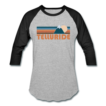 Telluride, Colorado Baseball T-Shirt - Retro Mountain Unisex Telluride Raglan T Shirt - heather gray/black