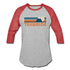 Telluride, Colorado Baseball T-Shirt - Retro Mountain Unisex Telluride Raglan T Shirt - heather gray/red