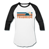 Telluride, Colorado Baseball T-Shirt - Retro Mountain Unisex Telluride Raglan T Shirt - white/black
