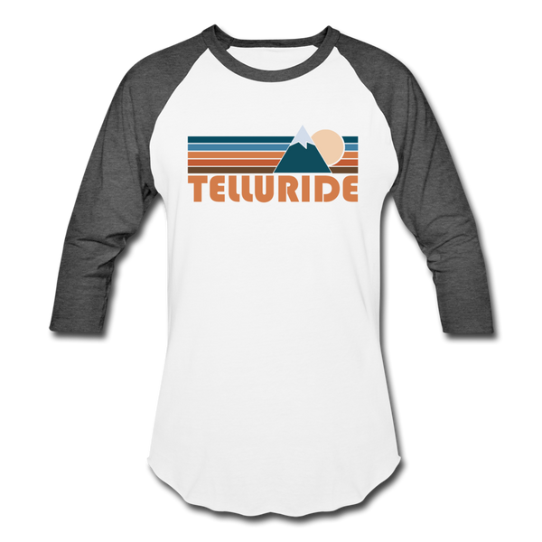 Telluride, Colorado Baseball T-Shirt - Retro Mountain Unisex Telluride Raglan T Shirt - white/charcoal