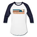 Tennessee Baseball T-Shirt - Retro Mountain Unisex Tennessee Raglan T Shirt - white/navy