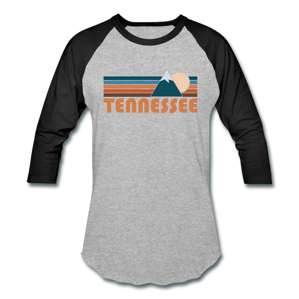 Tennessee Baseball T-Shirt - Retro Mountain Unisex Tennessee Raglan T Shirt - heather gray/black