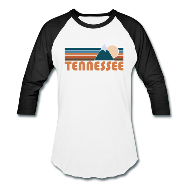 Tennessee Baseball T-Shirt - Retro Mountain Unisex Tennessee Raglan T Shirt - white/black