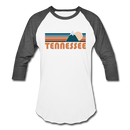 Tennessee Baseball T-Shirt - Retro Mountain Unisex Tennessee Raglan T Shirt - white/charcoal