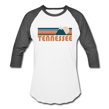 Tennessee Baseball T-Shirt - Retro Mountain Unisex Tennessee Raglan T Shirt - white/charcoal