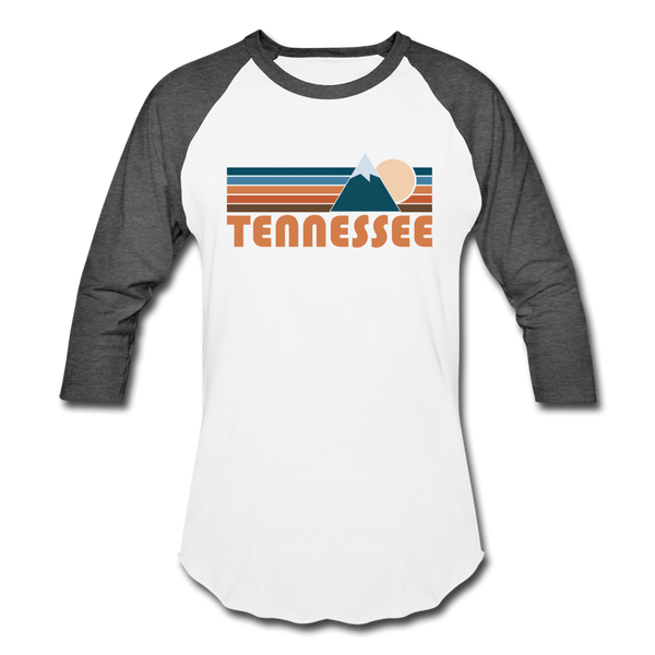 Tennessee Baseball T-Shirt - Retro Mountain Unisex Tennessee Raglan T Shirt - white/charcoal