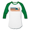 Tennessee Baseball T-Shirt - Retro Mountain Unisex Tennessee Raglan T Shirt - white/kelly green