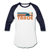 Tahoe, California Baseball T-Shirt - Retro Mountain Unisex Tahoe Raglan T Shirt - white/navy