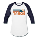 Tahoe, California Baseball T-Shirt - Retro Mountain Unisex Tahoe Raglan T Shirt - white/navy