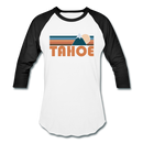 Tahoe, California Baseball T-Shirt - Retro Mountain Unisex Tahoe Raglan T Shirt - white/black