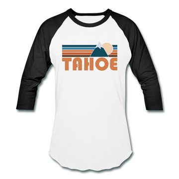 Tahoe, California Baseball T-Shirt - Retro Mountain Unisex Tahoe Raglan T Shirt - white/black