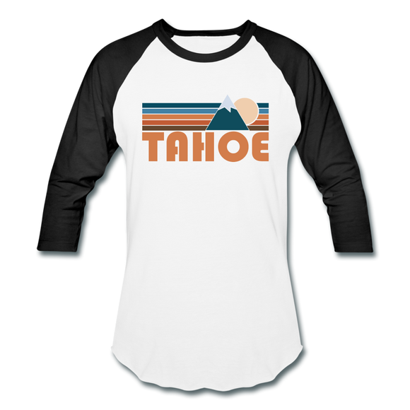Tahoe, California Baseball T-Shirt - Retro Mountain Unisex Tahoe Raglan T Shirt - white/black