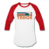 Tahoe, California Baseball T-Shirt - Retro Mountain Unisex Tahoe Raglan T Shirt - white/red