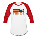 Tahoe, California Baseball T-Shirt - Retro Mountain Unisex Tahoe Raglan T Shirt - white/red